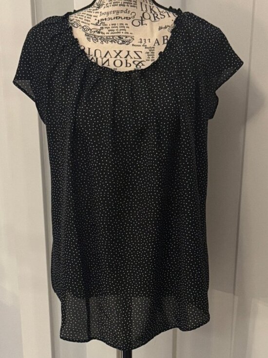 Other - Black with White Polka Dot Flutter Sleeve Blouse